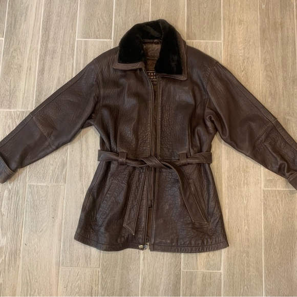 limited leather Jackets & Blazers - Women's Limited Leather Brown Leather Belted Jacket